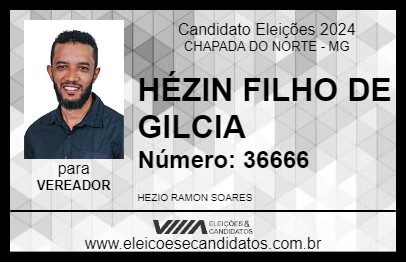 Candidato HÉZIN FILHO DE GILCIA 2024 - CHAPADA DO NORTE - Eleições