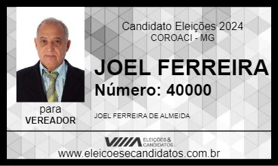 Candidato JOEL FERREIRA 2024 - COROACI - Eleições