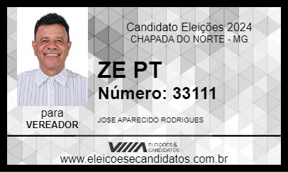 Candidato ZE PT 2024 - CHAPADA DO NORTE - Eleições