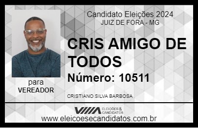 Candidato CRIS AMIGO DE TODOS 2024 - JUIZ DE FORA - Eleições