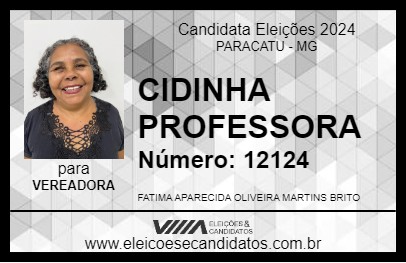 Candidato CIDINHA PROFESSORA 2024 - PARACATU - Eleições