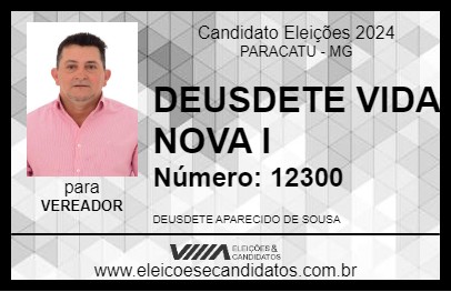 Candidato DEUSDETE VIDA NOVA I 2024 - PARACATU - Eleições