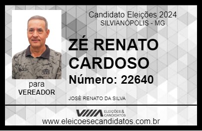 Candidato ZÉ RENATO CARDOSO 2024 - SILVIANÓPOLIS - Eleições