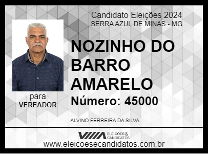 Candidato NOZINHO DO BARRO AMARELO 2024 - SERRA AZUL DE MINAS - Eleições