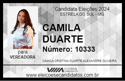 Candidato CAMILA DUARTE 2024 - ESTRELA DO SUL - Eleições