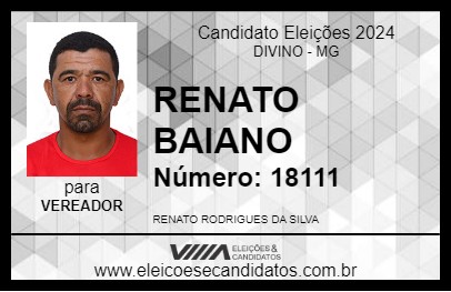 Candidato RENATO BAIANO 2024 - DIVINO - Eleições