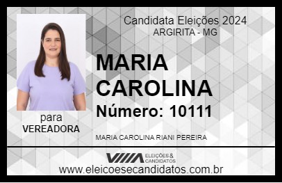 Candidato MARIA CAROLINA 2024 - ARGIRITA - Eleições