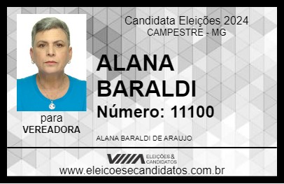 Candidato ALANA BARALDI 2024 - CAMPESTRE - Eleições