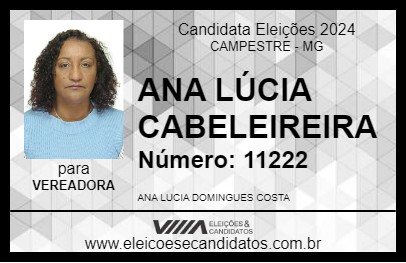 Candidato ANA LÚCIA CABELEIREIRA 2024 - CAMPESTRE - Eleições