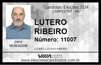 Candidato LUTERO RIBEIRO 2024 - CAMPESTRE - Eleições