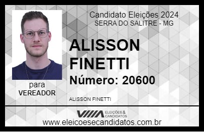 Candidato ALISSON FINETTI 2024 - SERRA DO SALITRE - Eleições