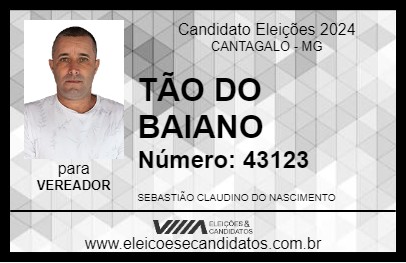 Candidato TÃO DO BAIANO 2024 - CANTAGALO - Eleições