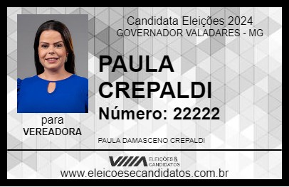 Candidato PAULA CREPALDI 2024 - GOVERNADOR VALADARES - Eleições