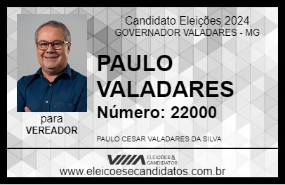 Candidato PAULO VALADARES 2024 - GOVERNADOR VALADARES - Eleições