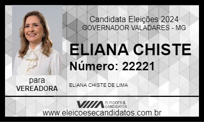 Candidato ELIANA CHISTE 2024 - GOVERNADOR VALADARES - Eleições