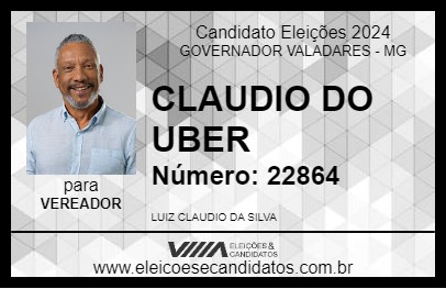 Candidato CLAUDIO DO UBER 2024 - GOVERNADOR VALADARES - Eleições