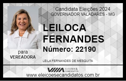 Candidato LEILOCA FERNANDES 2024 - GOVERNADOR VALADARES - Eleições