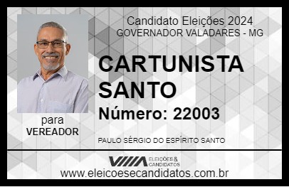 Candidato CARTUNISTA SANTO 2024 - GOVERNADOR VALADARES - Eleições