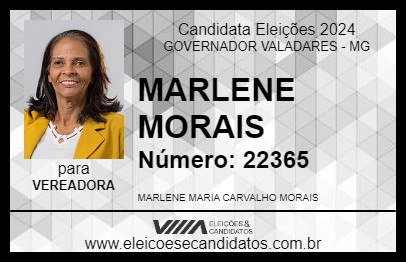 Candidato MARLENE MORAIS 2024 - GOVERNADOR VALADARES - Eleições