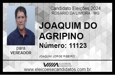 Candidato JOAQUIM DO AGRIPINO 2024 - ROSÁRIO DA LIMEIRA - Eleições