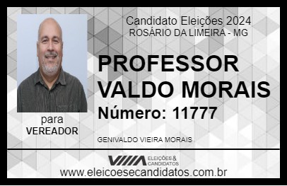 Candidato PROFESSOR VALDO MORAIS 2024 - ROSÁRIO DA LIMEIRA - Eleições