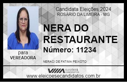 Candidato NERA DO RESTAURANTE 2024 - ROSÁRIO DA LIMEIRA - Eleições