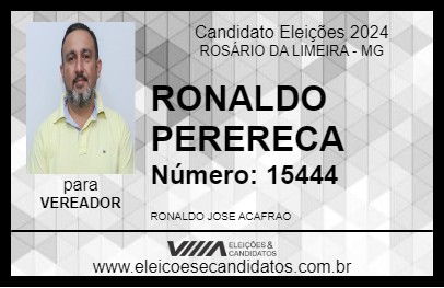 Candidato RONALDO PERERECA 2024 - ROSÁRIO DA LIMEIRA - Eleições