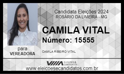 Candidato CAMILA VITAL 2024 - ROSÁRIO DA LIMEIRA - Eleições