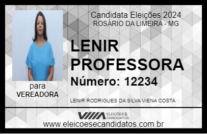 Candidato LENIR PROFESSORA 2024 - ROSÁRIO DA LIMEIRA - Eleições