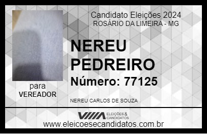 Candidato NEREU PEDREIRO 2024 - ROSÁRIO DA LIMEIRA - Eleições