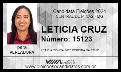 Candidato LETICIA CRUZ 2024 - CENTRAL DE MINAS - Eleições