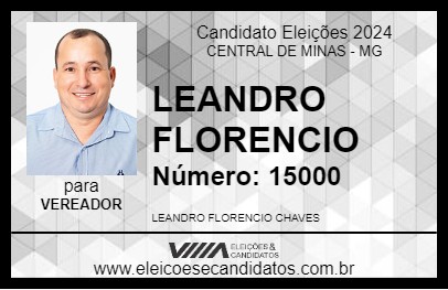 Candidato LEANDRO FLORENCIO 2024 - CENTRAL DE MINAS - Eleições