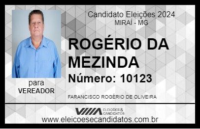 Candidato ROGÉRIO DA MEZINDA 2024 - MIRAÍ - Eleições