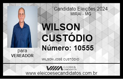 Candidato WILSON CUSTÓDIO 2024 - MIRAÍ - Eleições