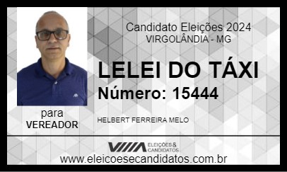 Candidato LELEI DO TÁXI 2024 - VIRGOLÂNDIA - Eleições