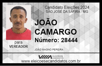 Candidato JOÃO CAMARGO 2024 - SÃO JOSÉ DA SAFIRA - Eleições