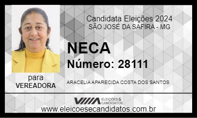 Candidato NECA 2024 - SÃO JOSÉ DA SAFIRA - Eleições