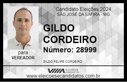 Candidato GILDO CORDEIRO 2024 - SÃO JOSÉ DA SAFIRA - Eleições