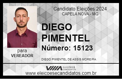 Candidato DIEGO PIMENTEL 2024 - CAPELA NOVA - Eleições