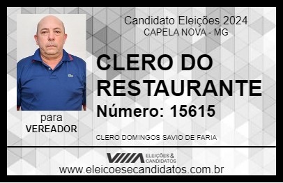 Candidato CLERO DO RESTAURANTE 2024 - CAPELA NOVA - Eleições