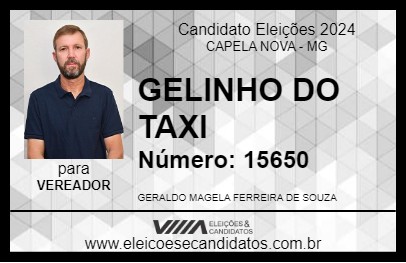 Candidato GELINHO DO TAXI 2024 - CAPELA NOVA - Eleições