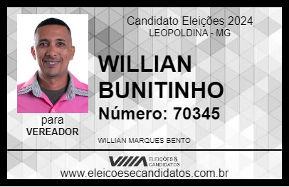 Candidato WILLIAN BUNITINHO 2024 - LEOPOLDINA - Eleições