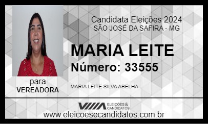 Candidato MARIA LEITE 2024 - SÃO JOSÉ DA SAFIRA - Eleições