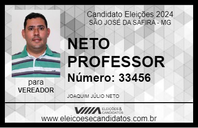 Candidato NETO PROFESSOR 2024 - SÃO JOSÉ DA SAFIRA - Eleições