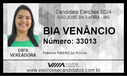 Candidato BIA VENÂNCIO 2024 - SÃO JOSÉ DA SAFIRA - Eleições