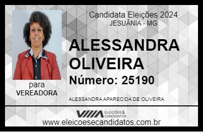 Candidato ALESSANDRA OLIVEIRA 2024 - JESUÂNIA - Eleições