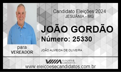 Candidato JOÃO GORDÃO 2024 - JESUÂNIA - Eleições