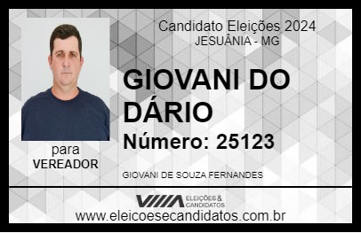 Candidato GIOVANI DO DÁRIO 2024 - JESUÂNIA - Eleições