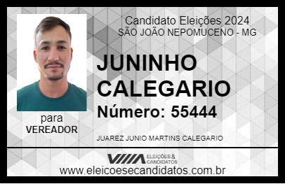 Candidato JUNINHO CALEGARIO 2024 - SÃO JOÃO NEPOMUCENO - Eleições