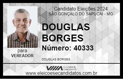 Candidato DOUGLAS BORGES 2024 - SÃO GONÇALO DO SAPUCAÍ - Eleições